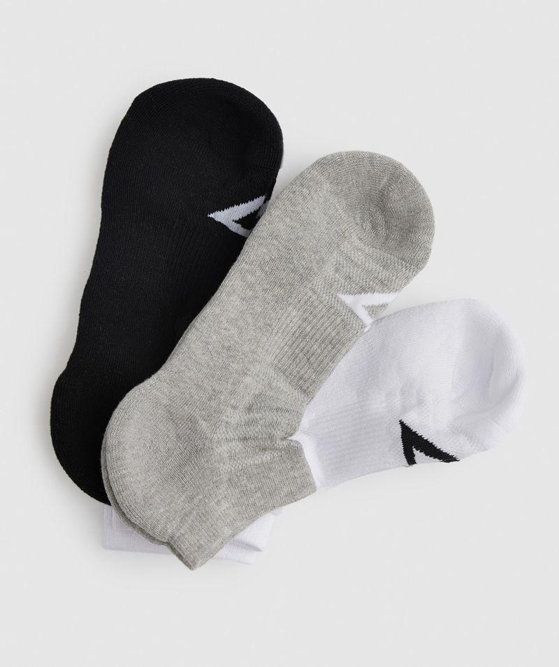 Gymshark Ankle 3pk Zokni Accessories Fehér Világos Szürke Fekete  Hungary |  CJXOI-1407