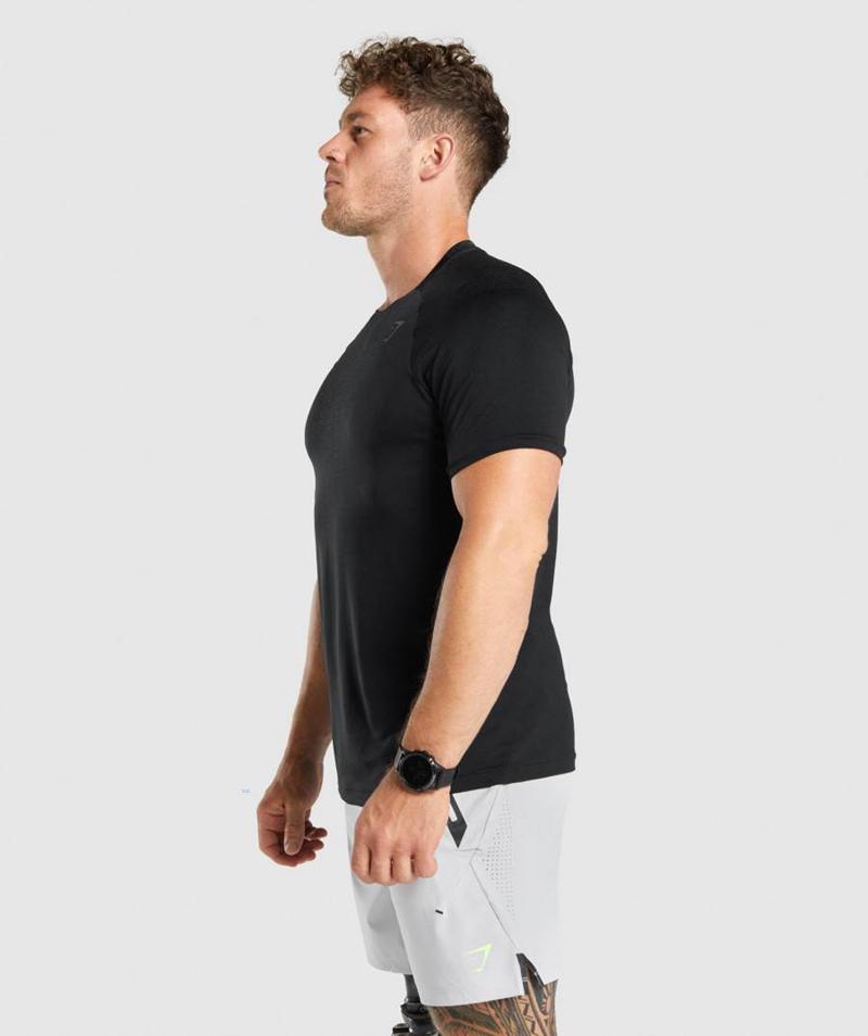 Gymshark Apex Contrast Seamless T-Shirts Férfi Fekete  Hungary |  HVSDY-8736