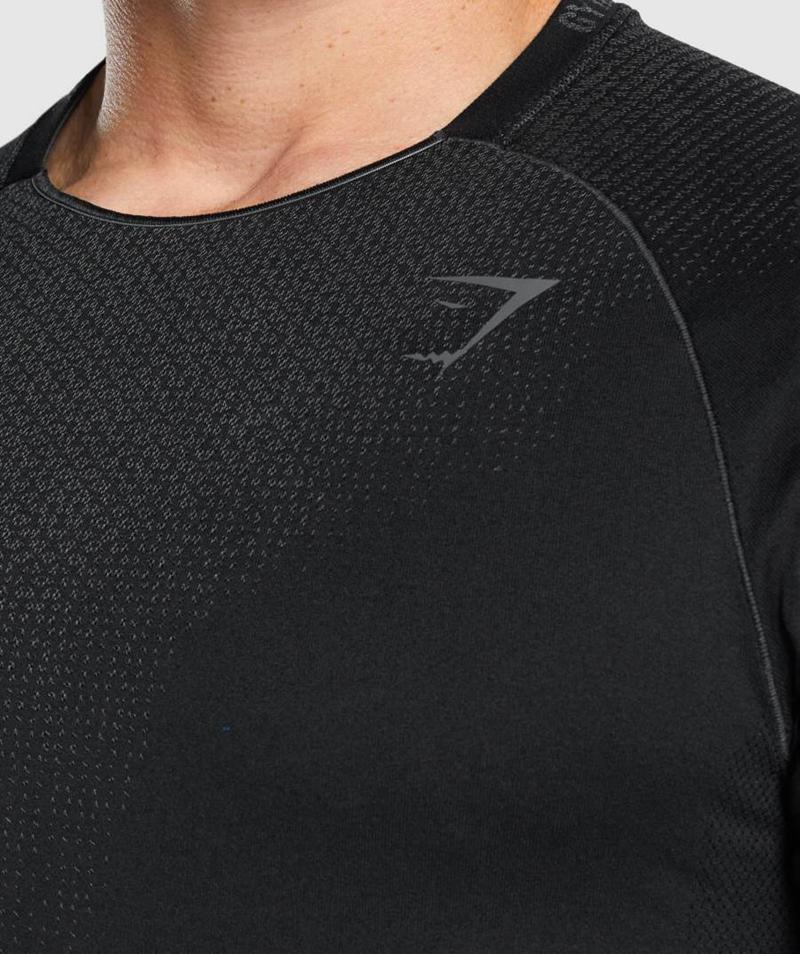 Gymshark Apex Contrast Seamless T-Shirts Férfi Fekete  Hungary |  HVSDY-8736