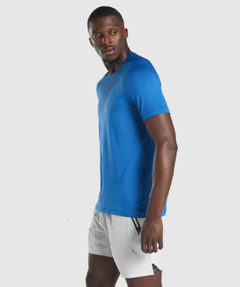 Gymshark Apex Contrast Seamless T-Shirts Férfi Kék  Hungary |  LPAGX-7305