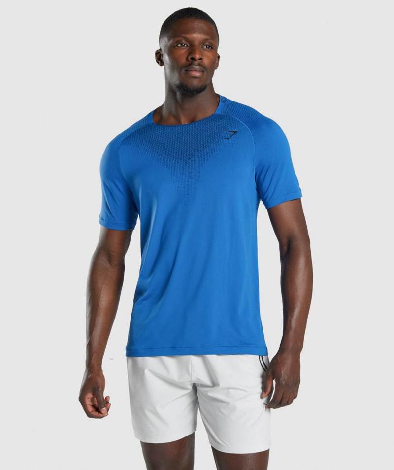 Gymshark Apex Contrast Seamless T-Shirts Férfi Kék  Hungary |  LPAGX-7305