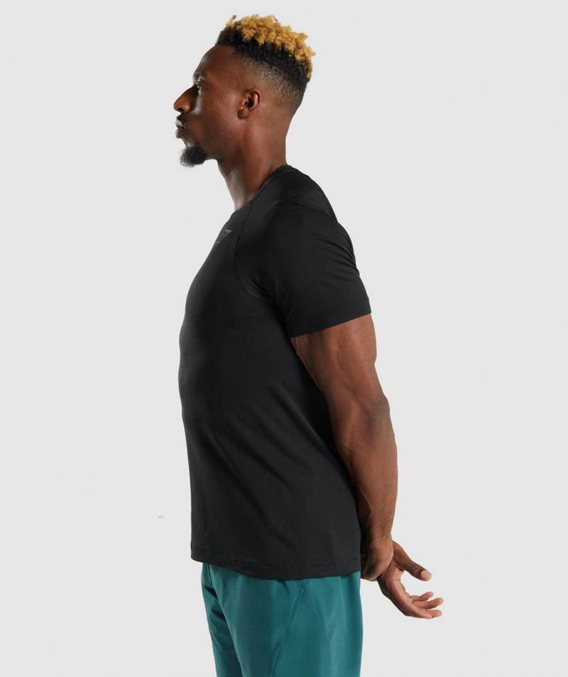 Gymshark Apex Contrast T-Shirts Férfi Fekete  Hungary |  QEAWH-7385