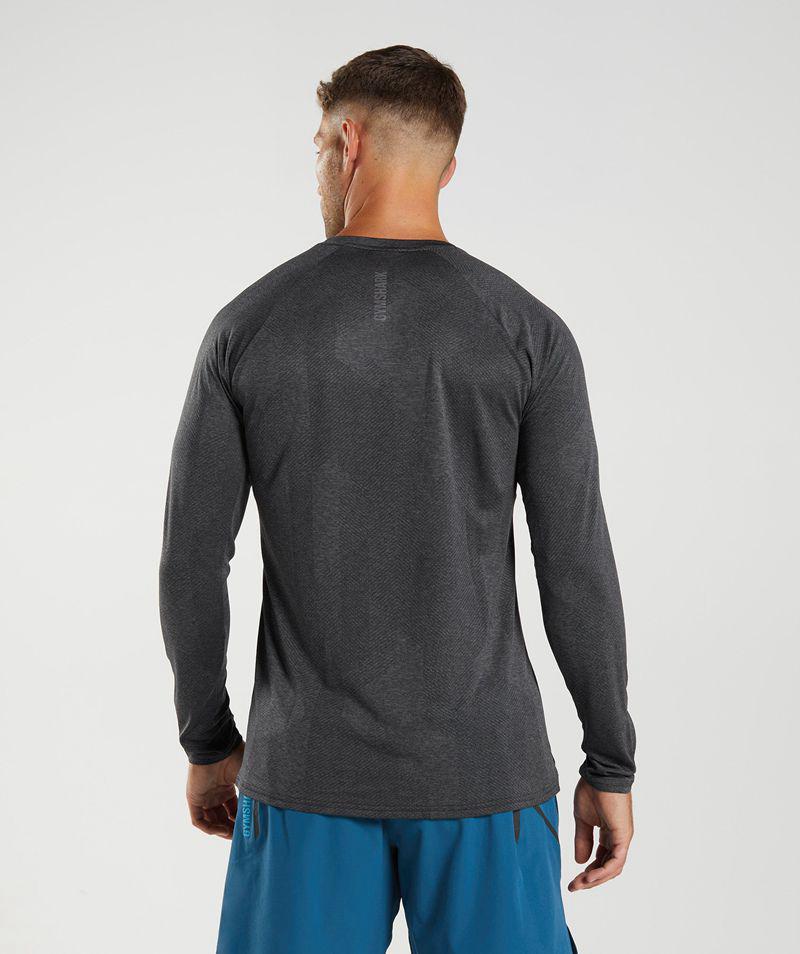 Gymshark Apex Long Sleeve T-Shirts Férfi Fekete  Hungary |  BTYHN-6107