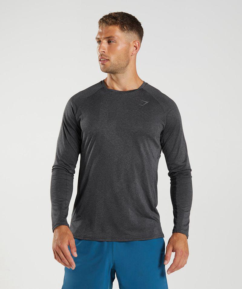 Gymshark Apex Long Sleeve T-Shirts Férfi Fekete  Hungary |  BTYHN-6107