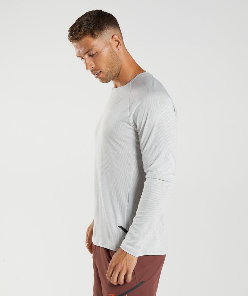 Gymshark Apex Long Sleeve T-Shirts Férfi Világos Szürke  Hungary |  LHJBQ-8365