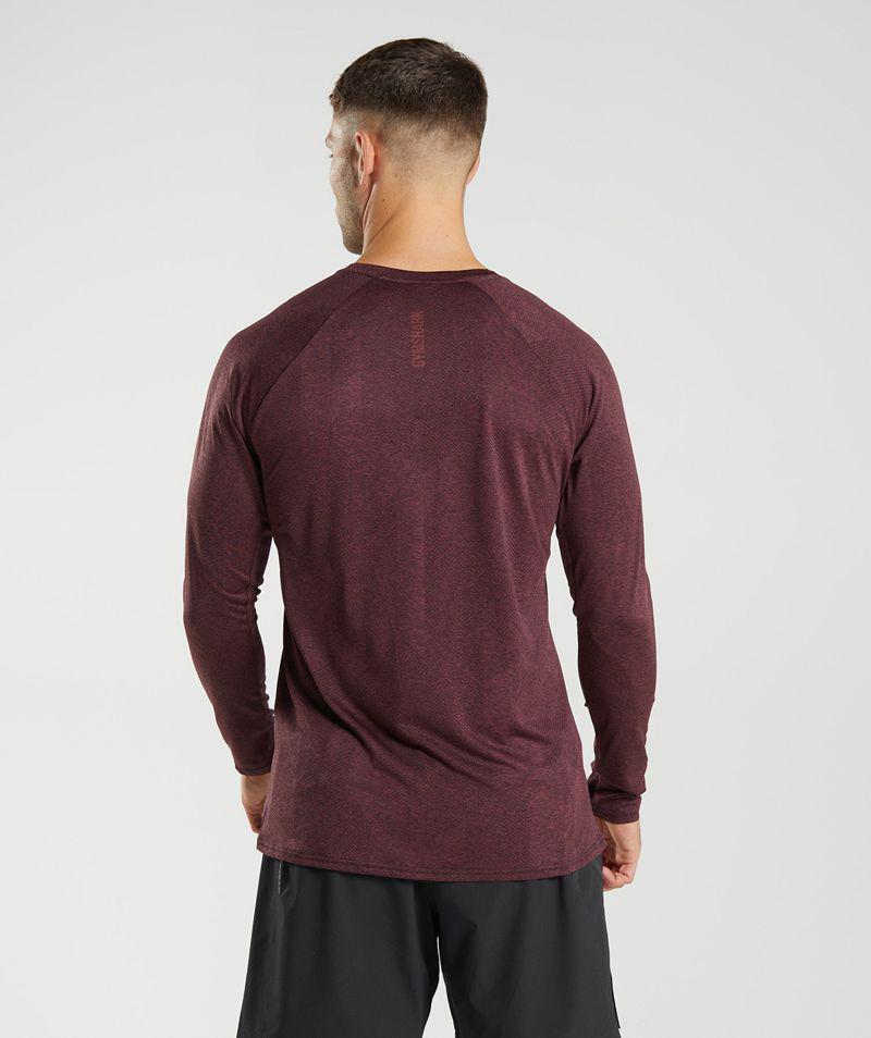 Gymshark Apex Long Sleeve T-Shirts Férfi Bordó  Hungary |  NIFWQ-5248