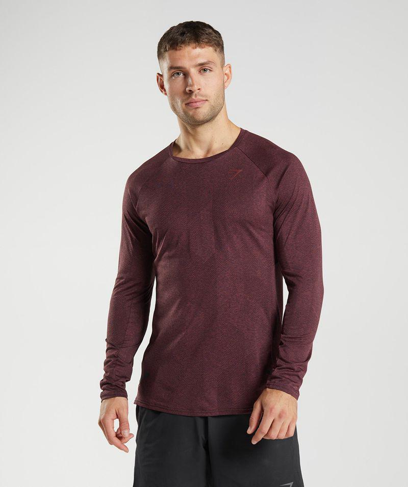 Gymshark Apex Long Sleeve T-Shirts Férfi Bordó  Hungary |  NIFWQ-5248