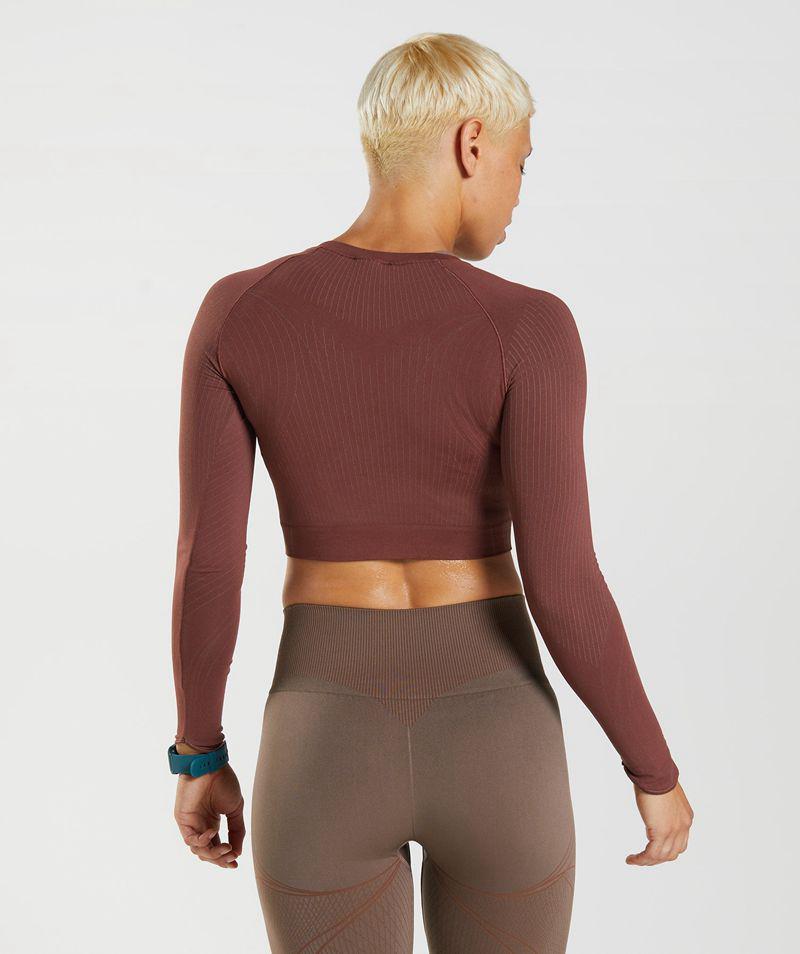 Gymshark Apex Seamless Crop Felsők Női Bordó  Hungary |  DSAFI-4193