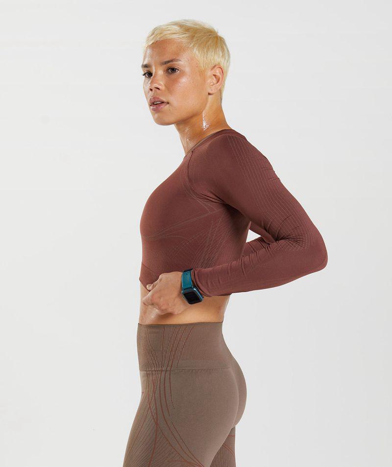 Gymshark Apex Seamless Crop Felsők Női Bordó  Hungary |  DSAFI-4193