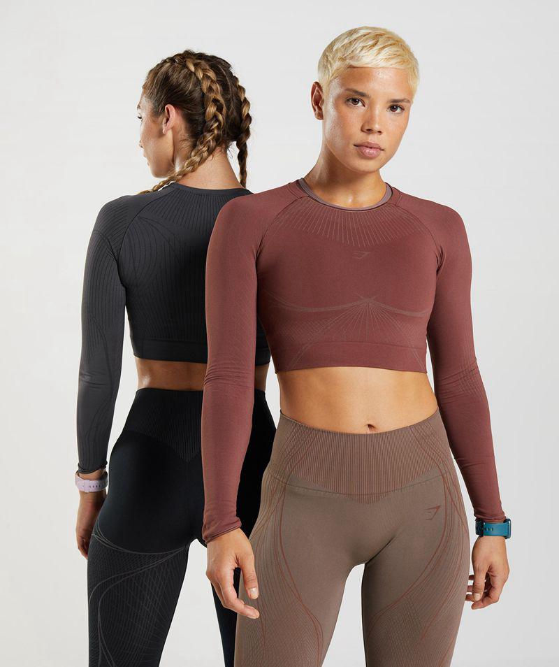 Gymshark Apex Seamless Crop Felsők Női Bordó  Hungary |  DSAFI-4193