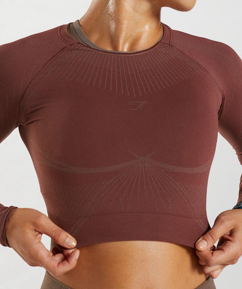 Gymshark Apex Seamless Crop Felsők Női Bordó  Hungary |  DSAFI-4193