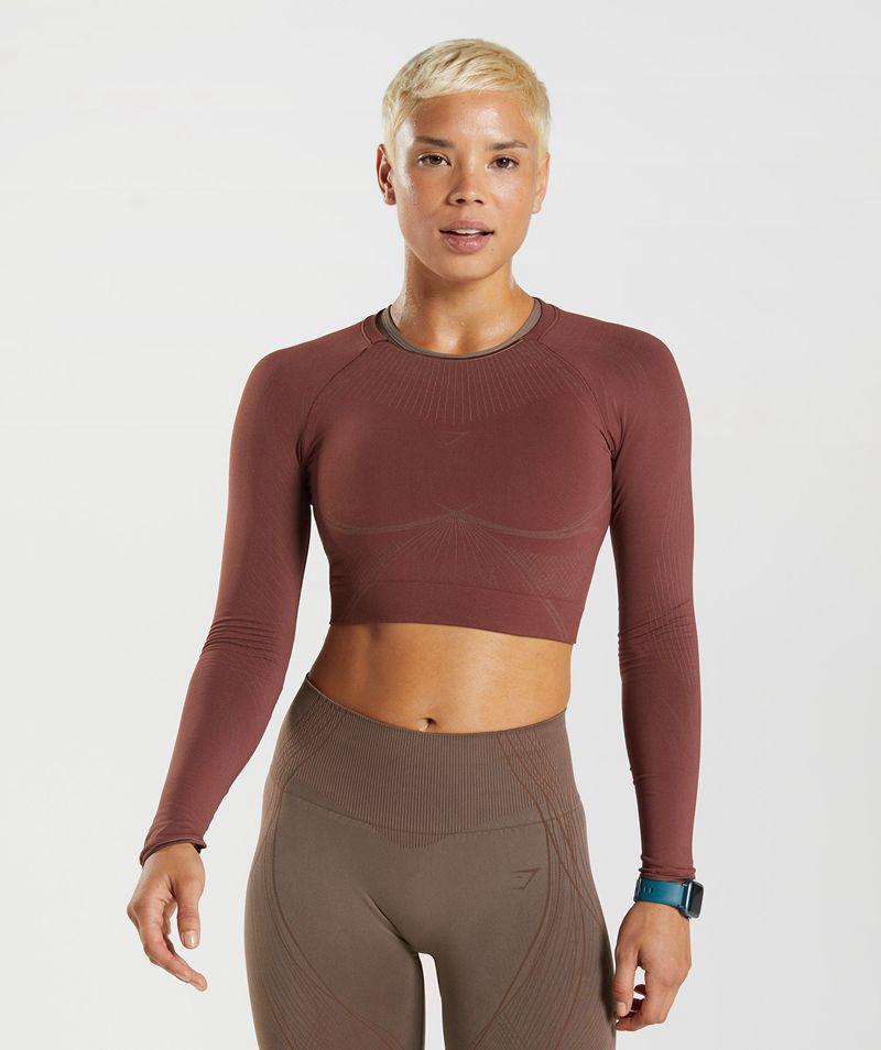 Gymshark Apex Seamless Crop Felsők Női Bordó  Hungary |  DSAFI-4193