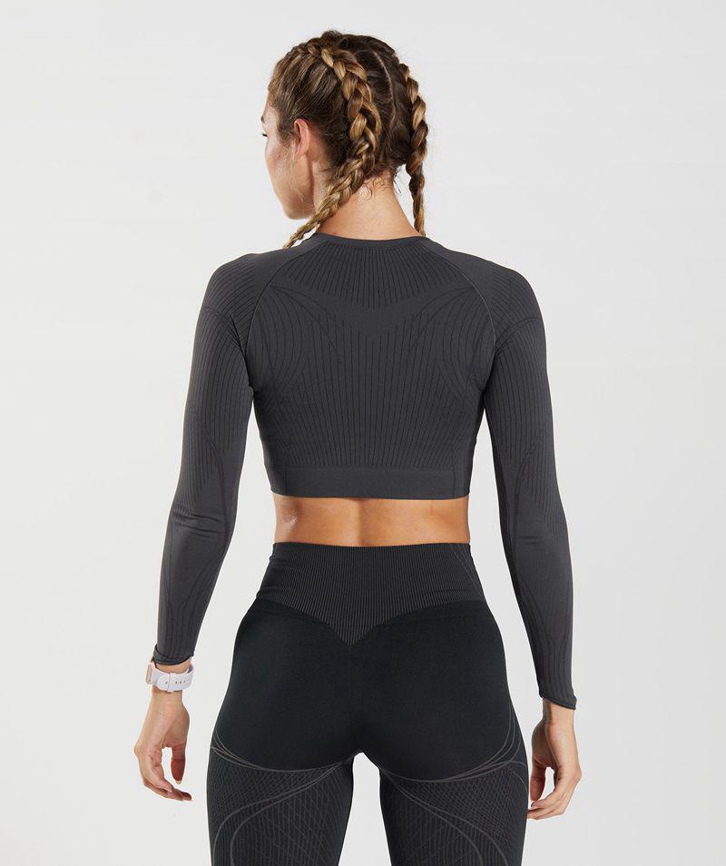 Gymshark Apex Seamless Crop Felsők Női Szürke  Hungary |  VKSOH-4157