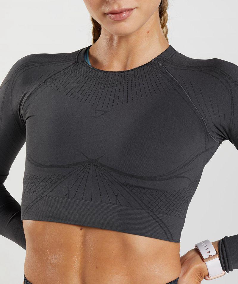 Gymshark Apex Seamless Crop Felsők Női Szürke  Hungary |  VKSOH-4157