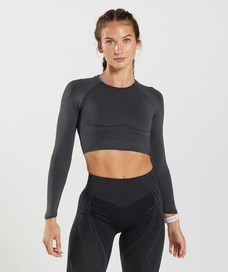 Gymshark Apex Seamless Crop Felsők Női Szürke  Hungary |  VKSOH-4157