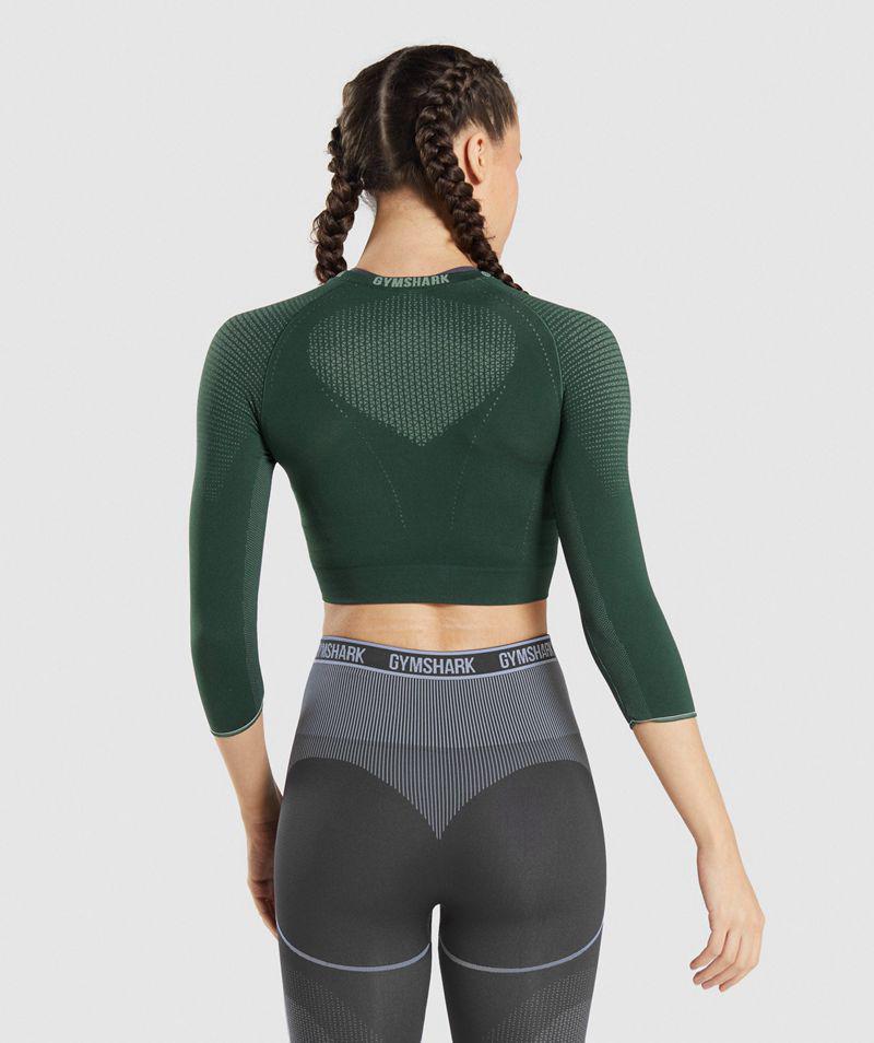 Gymshark Apex Seamless Crop Felsők Női Zöld  Hungary |  OHULX-1843