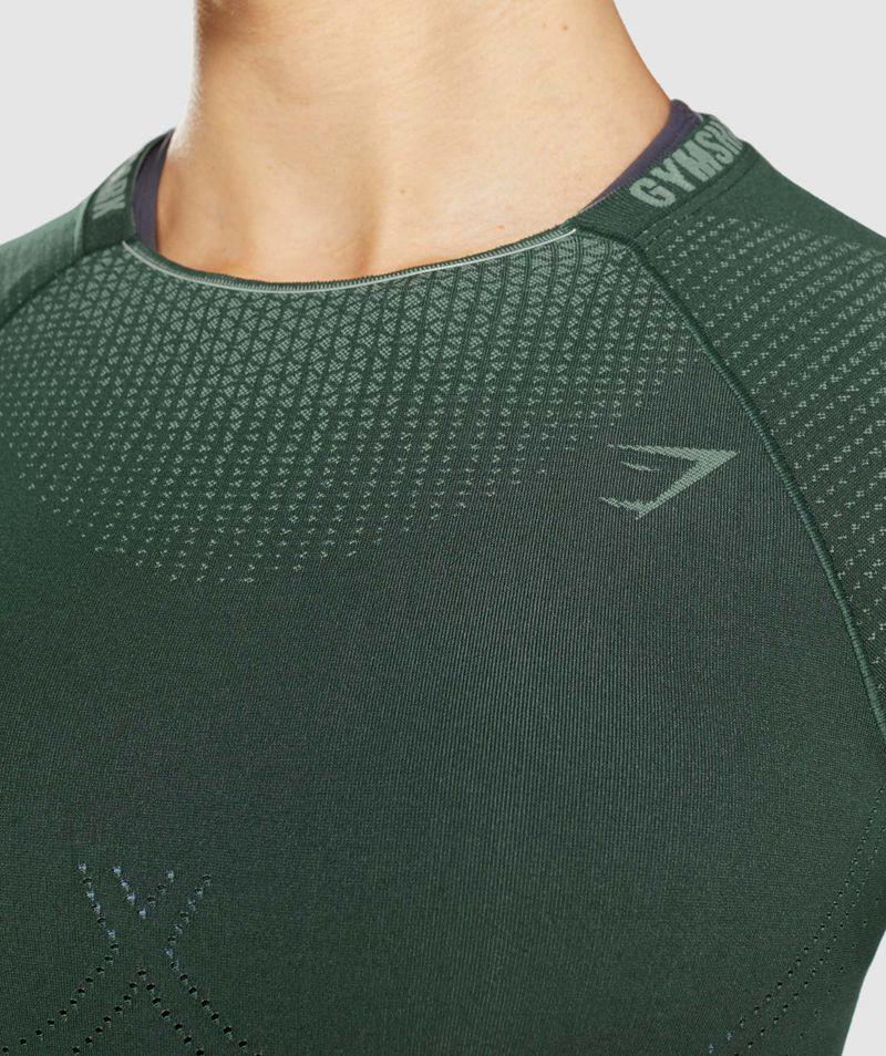 Gymshark Apex Seamless Crop Felsők Női Zöld  Hungary |  OHULX-1843