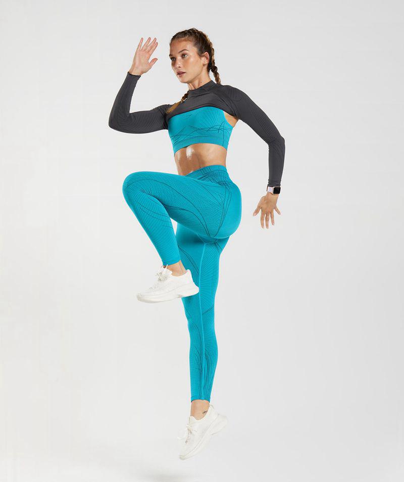 Gymshark Apex Seamless Leggings Női Kék  Hungary |  BARKL-3840