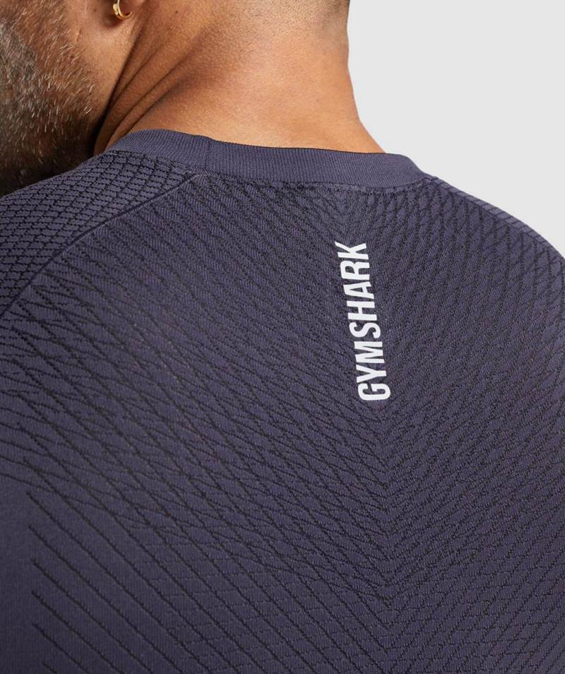 Gymshark Apex Seamless Long Sleeve Pulóverek Férfi Fekete Lila  Hungary |  VHLNO-5879