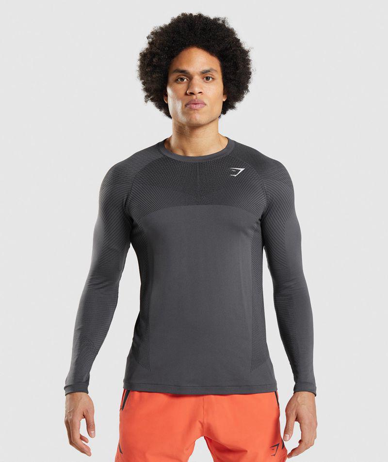 Gymshark Apex Seamless Long Sleeve T-Shirts Férfi Szürke  Hungary |  AVERD-8432