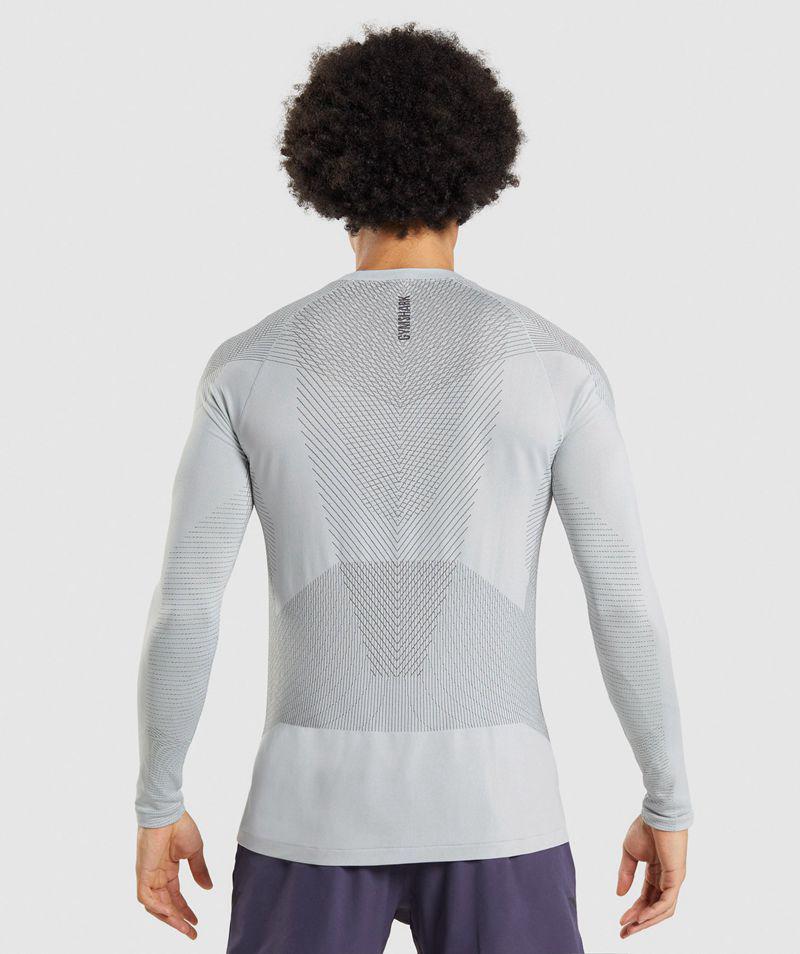 Gymshark Apex Seamless Long Sleeve T-Shirts Férfi Világos Szürke  Hungary |  GDMFZ-3641