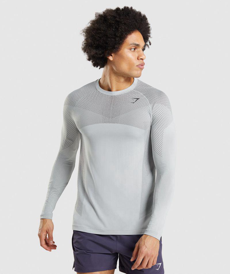 Gymshark Apex Seamless Long Sleeve T-Shirts Férfi Világos Szürke  Hungary |  GDMFZ-3641