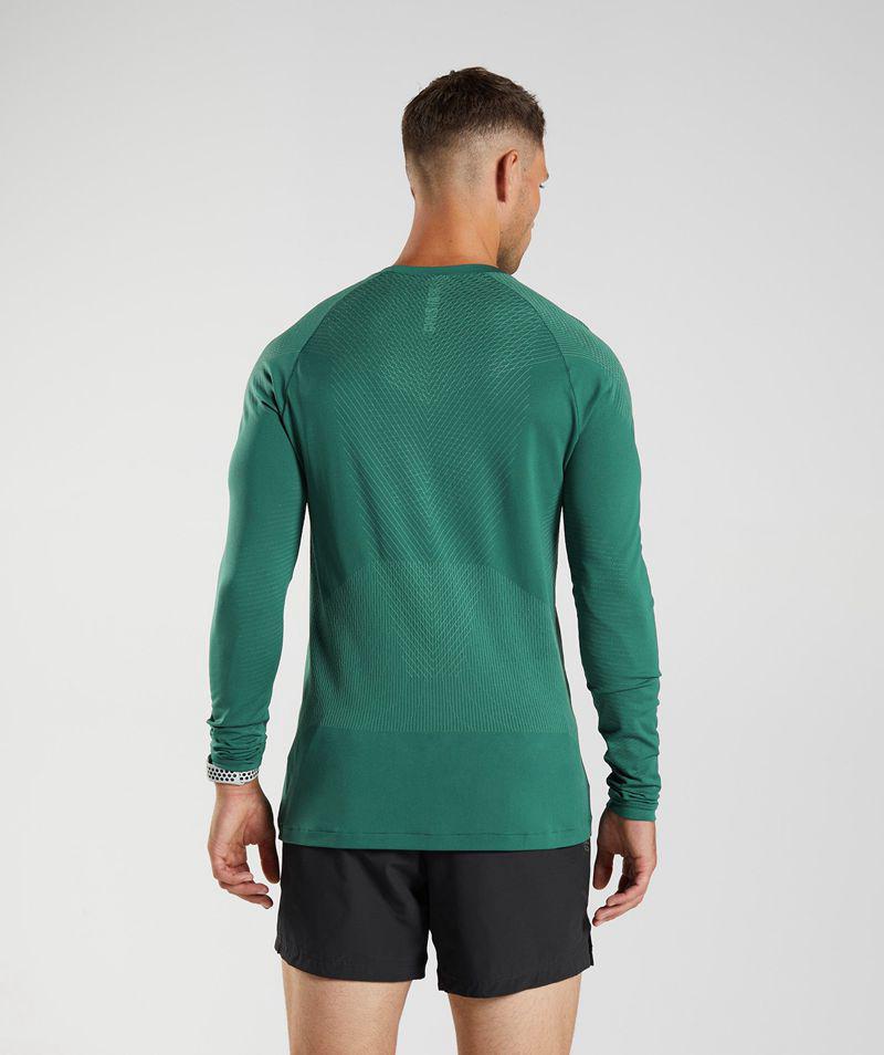 Gymshark Apex Seamless Long Sleeve T-Shirts Férfi Zöld  Hungary |  OWQMX-9054