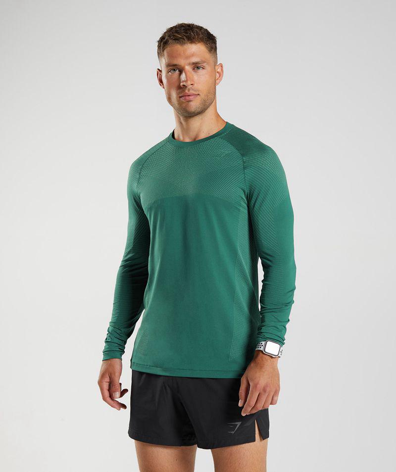 Gymshark Apex Seamless Long Sleeve T-Shirts Férfi Zöld  Hungary |  OWQMX-9054