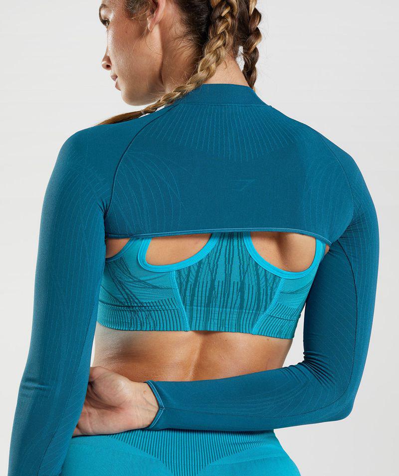 Gymshark Apex Seamless Shrug Felsők Női Kék  Hungary |  REBSF-8492