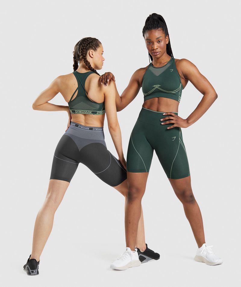 Gymshark Apex Seamless Sportmelltartó Női Zöld  Hungary |  BLKFH-7829