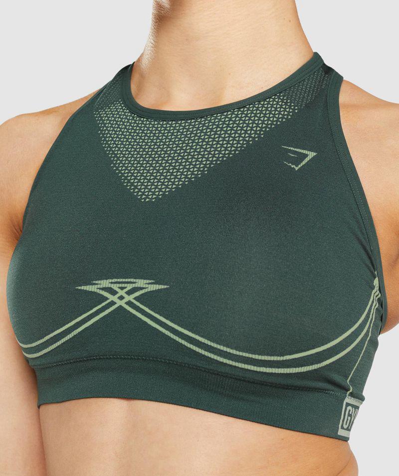 Gymshark Apex Seamless Sportmelltartó Női Zöld  Hungary |  BLKFH-7829