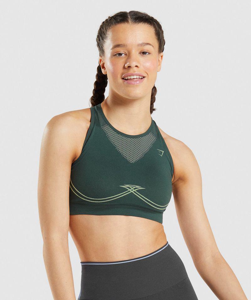 Gymshark Apex Seamless Sportmelltartó Női Zöld  Hungary |  BLKFH-7829