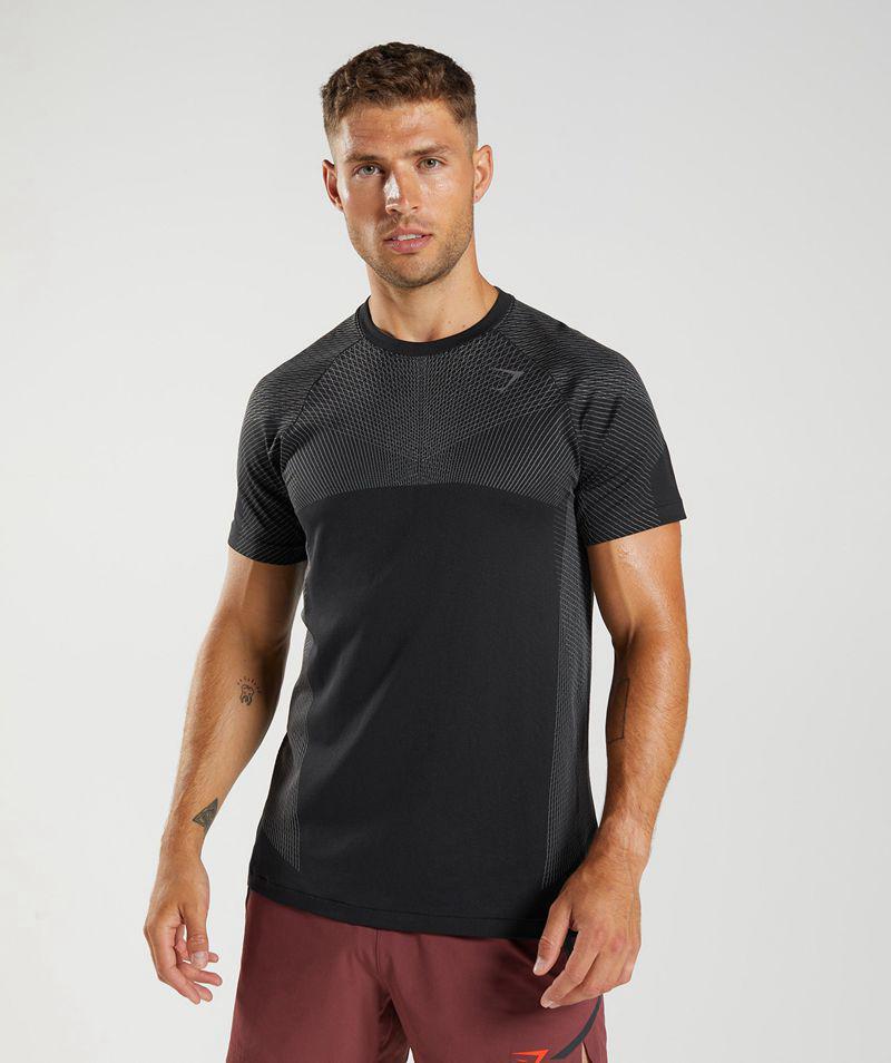 Gymshark Apex Seamless T-Shirts Férfi Fekete  Hungary |  SQLGC-2748