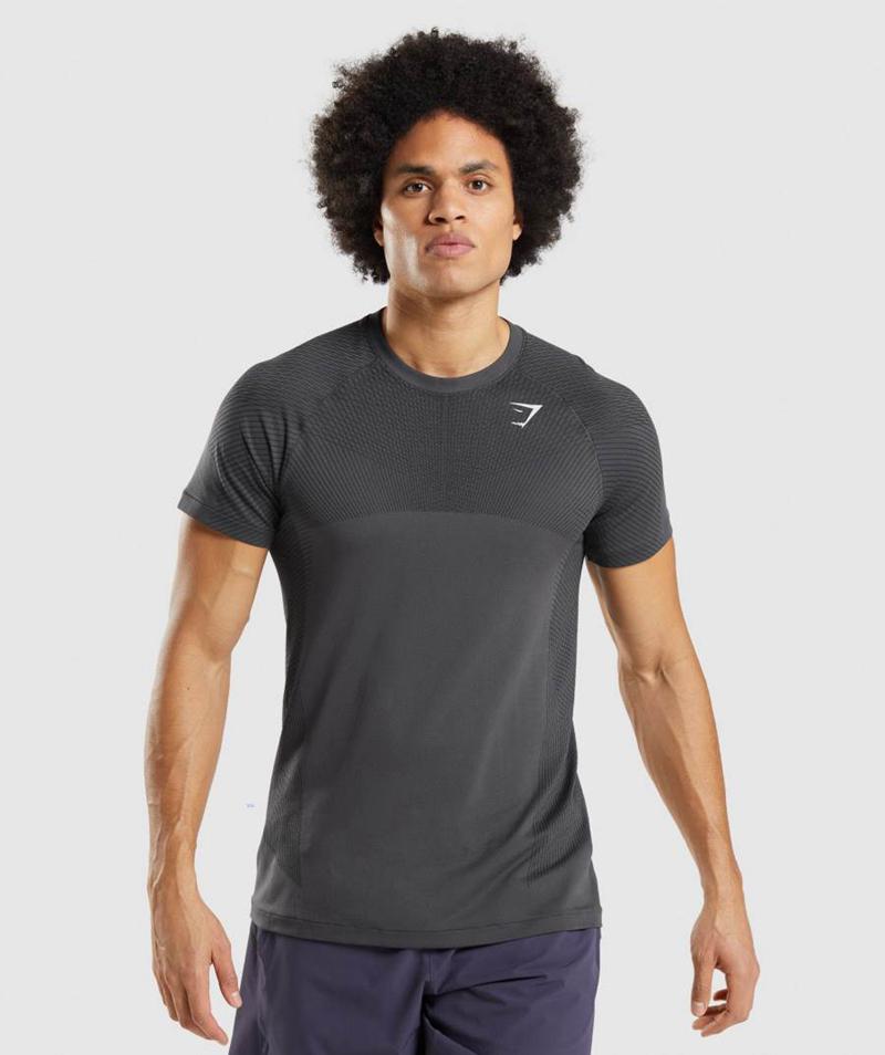 Gymshark Apex Seamless T-Shirts Férfi Fekete Fekete Szürke  Hungary |  XDRMH-1482