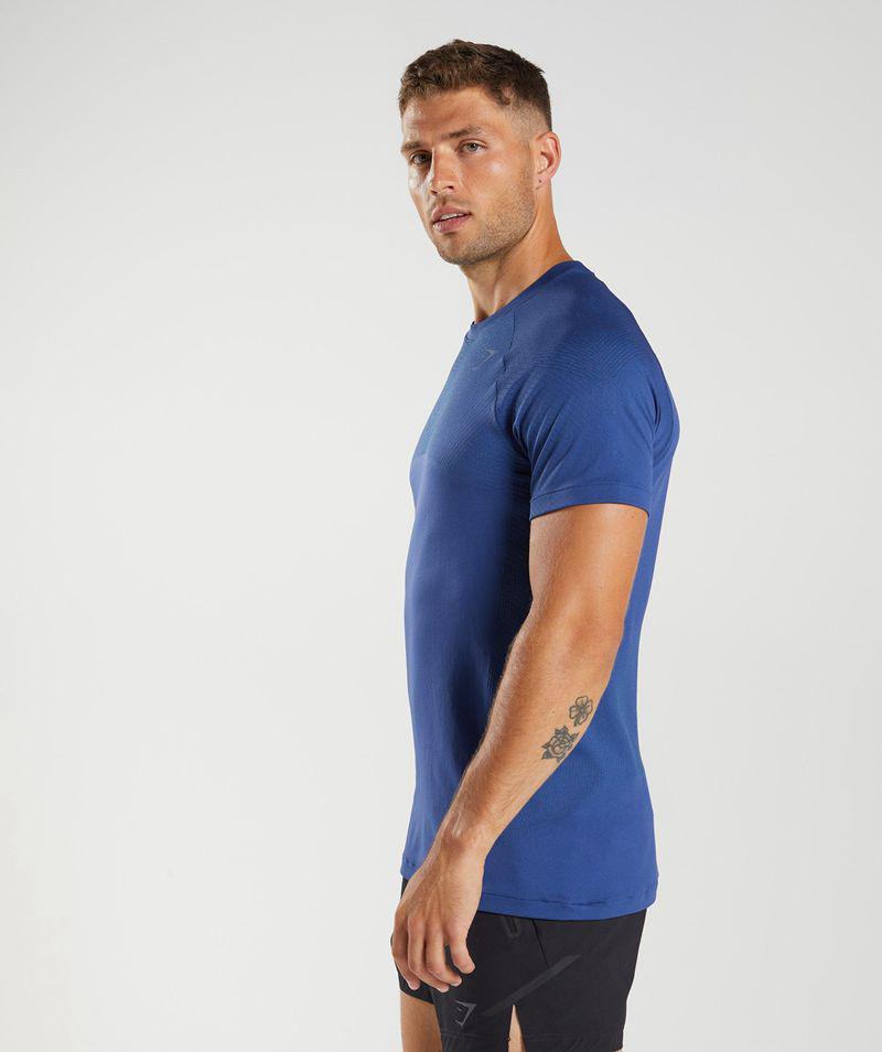 Gymshark Apex Seamless T-Shirts Férfi Kék  Hungary |  COFVW-1853