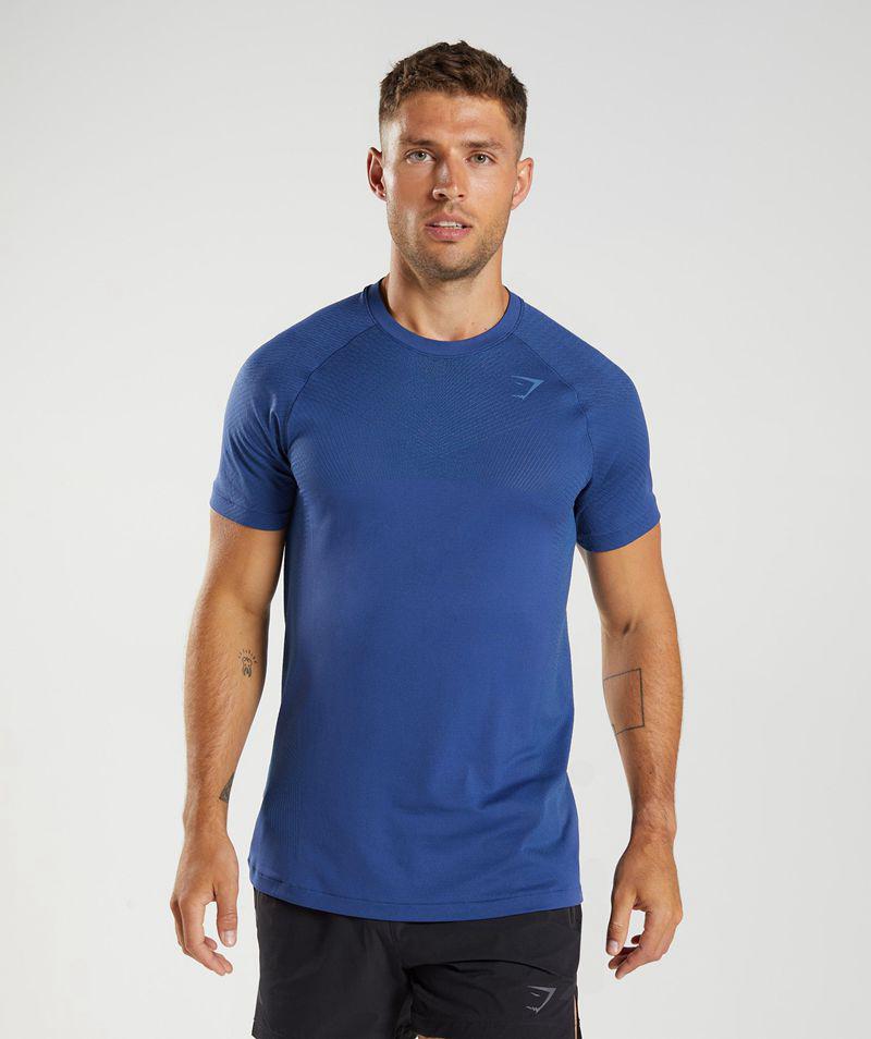 Gymshark Apex Seamless T-Shirts Férfi Kék  Hungary |  COFVW-1853