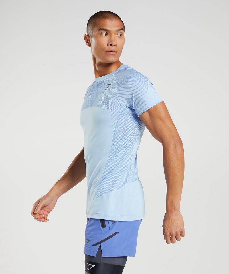 Gymshark Apex Seamless T-Shirts Férfi Kék  Hungary |  YVMCN-5067