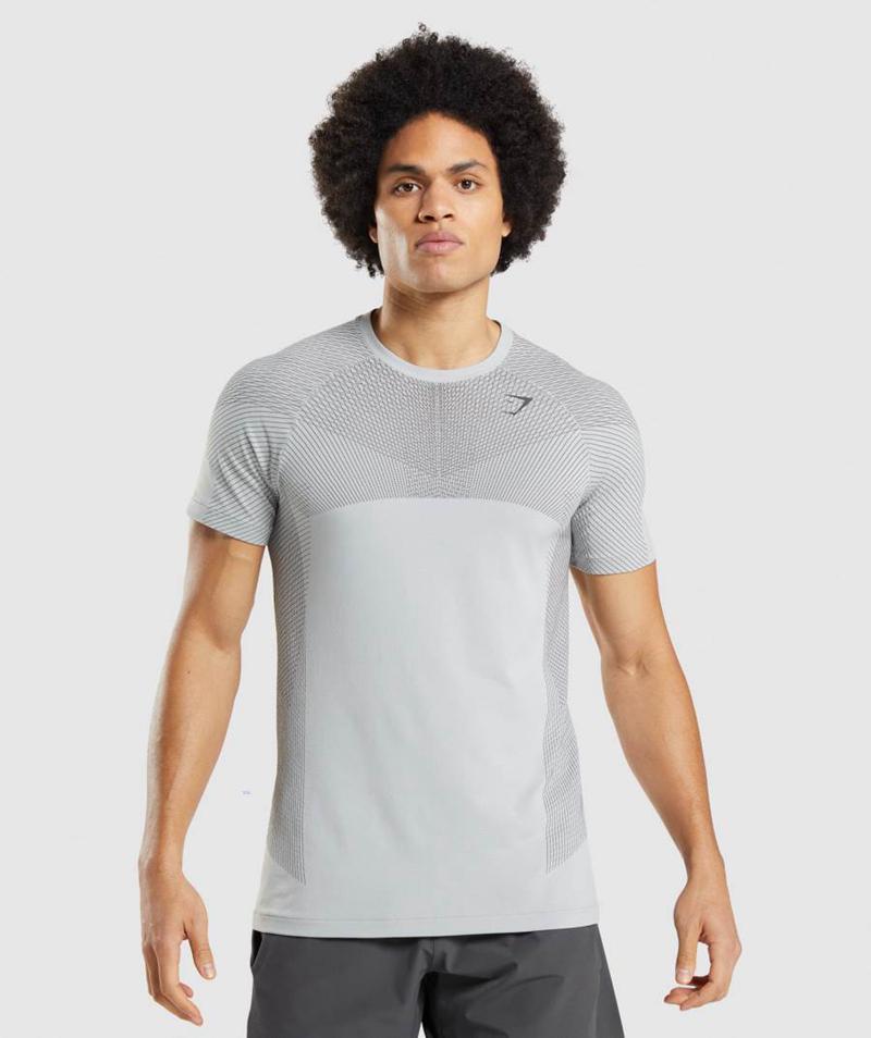 Gymshark Apex Seamless T-Shirts Férfi Világos Szürke Fekete Szürke  Hungary |  GXZAK-0564