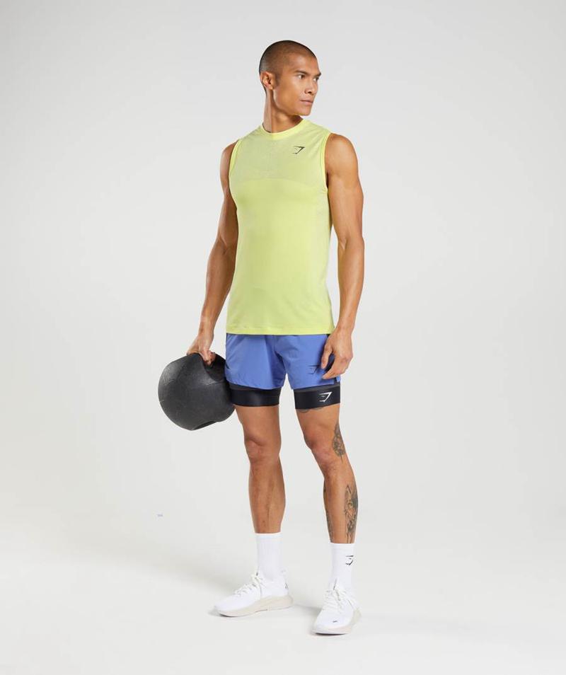 Gymshark Apex Seamless Ujjatlan Póló Férfi Fehér Zöld  Hungary |  AVOBH-6834