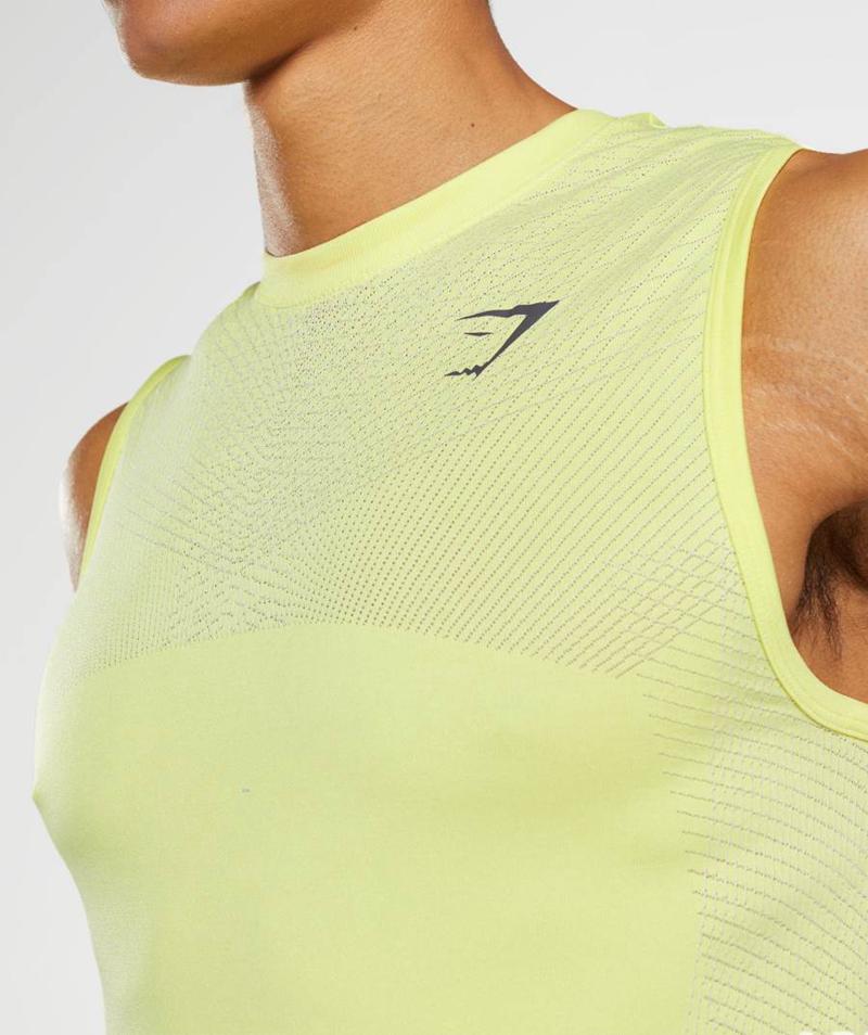 Gymshark Apex Seamless Ujjatlan Póló Férfi Fehér Zöld  Hungary |  AVOBH-6834