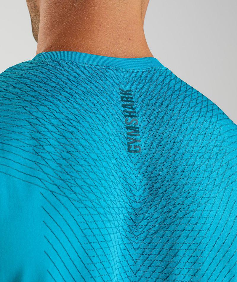 Gymshark Apex Seamless Ujjatlan Póló Férfi Kék  Hungary |  BICPQ-8725