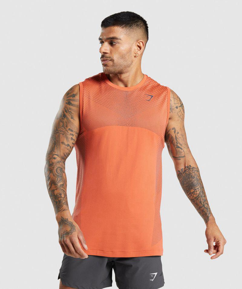 Gymshark Apex Seamless Ujjatlan Póló Férfi Narancssárga  Hungary |  CBPFA-3875