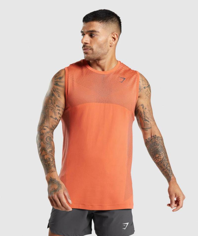 Gymshark Apex Seamless Ujjatlan Póló Férfi Narancssárga Fekete Szürke  Hungary |  CNRPJ-7564