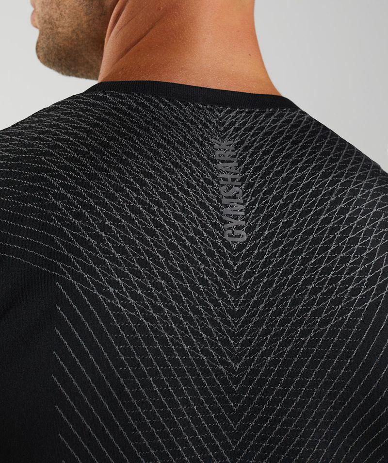 Gymshark Apex Seamless Ujjatlan Póló Férfi Fekete  Hungary |  HUKEL-1790