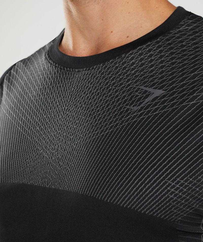 Gymshark Apex Seamless Ujjatlan Póló Férfi Fekete  Hungary |  HUKEL-1790