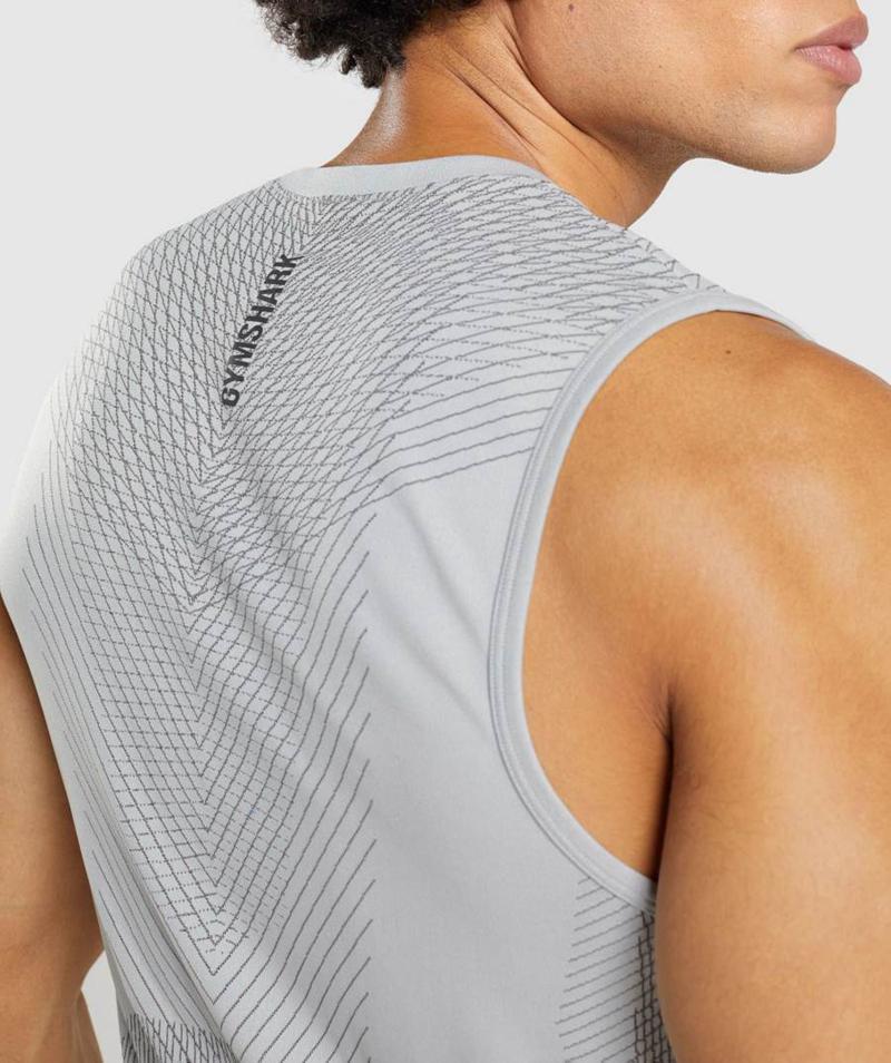 Gymshark Apex Seamless Ujjatlan Póló Férfi Világos Szürke Fekete Szürke  Hungary |  QJFDY-7541