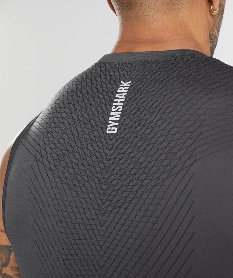 Gymshark Apex Seamless Ujjatlan Póló Férfi Fekete Fekete Szürke  Hungary |  ZFJWN-6724