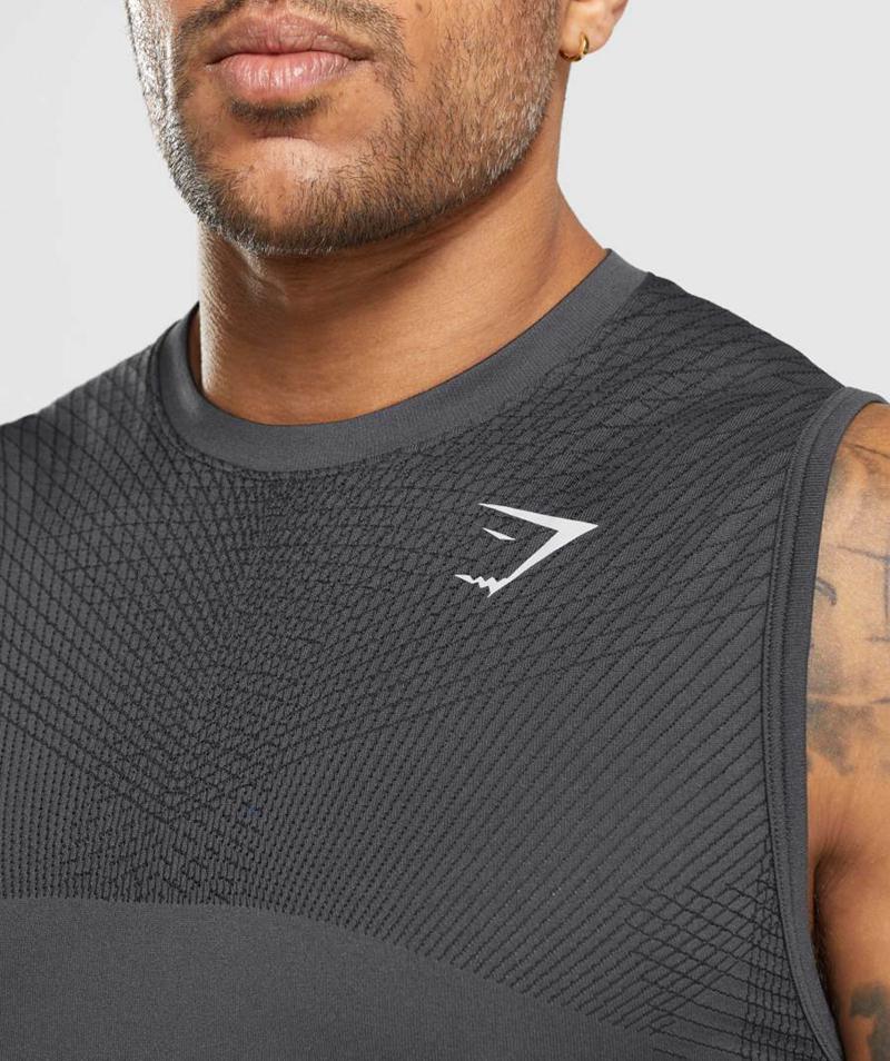 Gymshark Apex Seamless Ujjatlan Póló Férfi Fekete Fekete Szürke  Hungary |  ZFJWN-6724