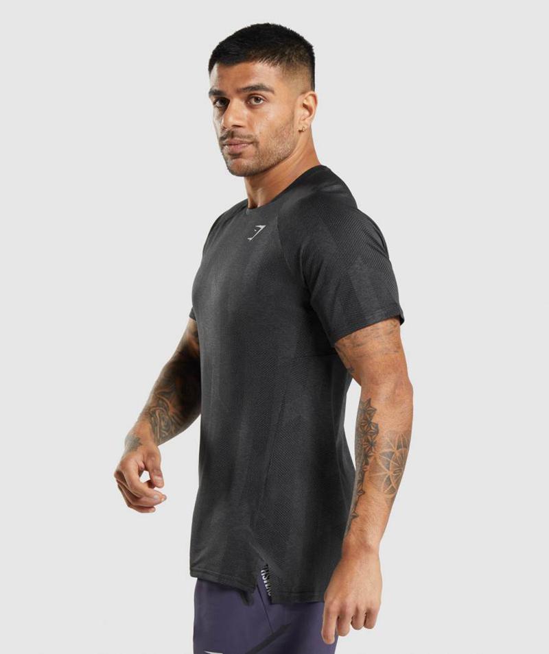 Gymshark Apex T-Shirts Férfi Fekete Fekete Szürke  Hungary |  UYJCW-4038