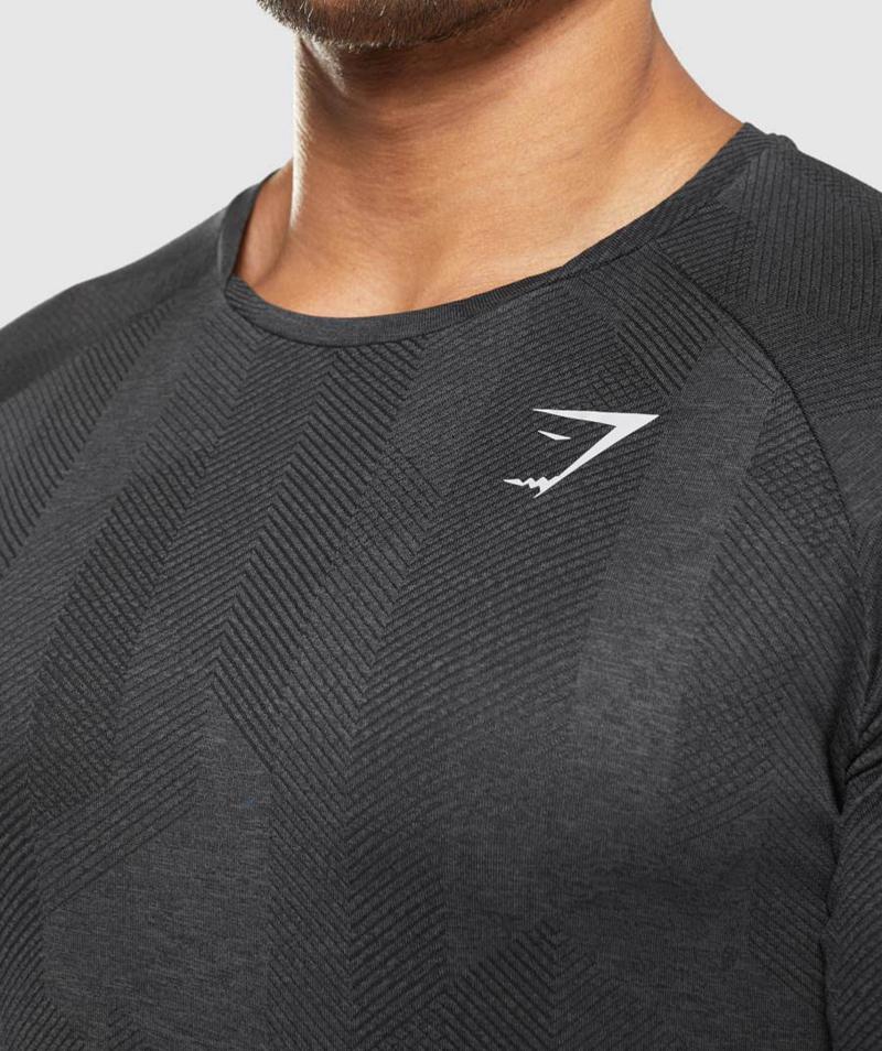 Gymshark Apex T-Shirts Férfi Fekete Fekete Szürke  Hungary |  UYJCW-4038